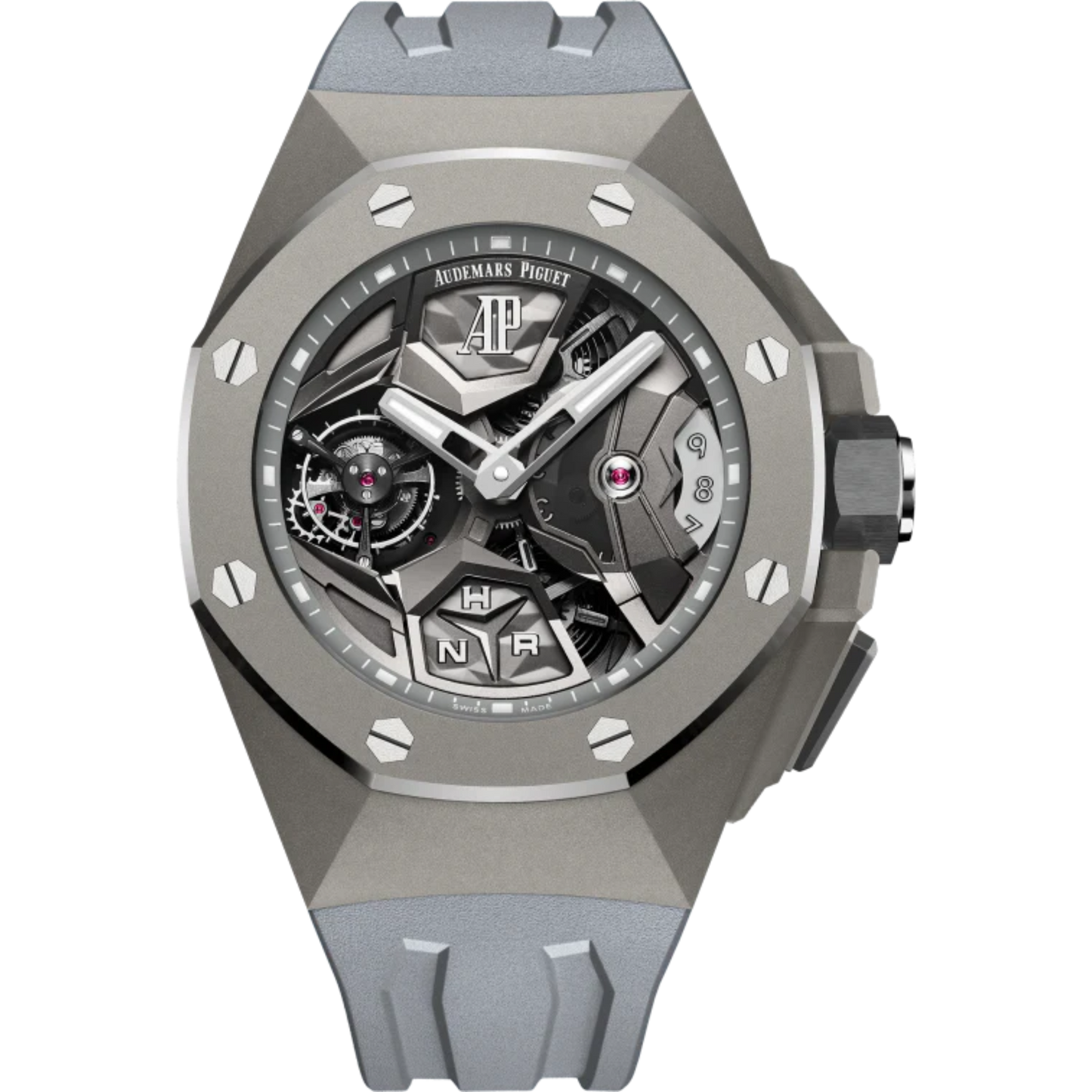 Royal Oak Concept 44MM Flying Tourbillon Gmt Grey Rubber Strap Sandblasted Titanium Case