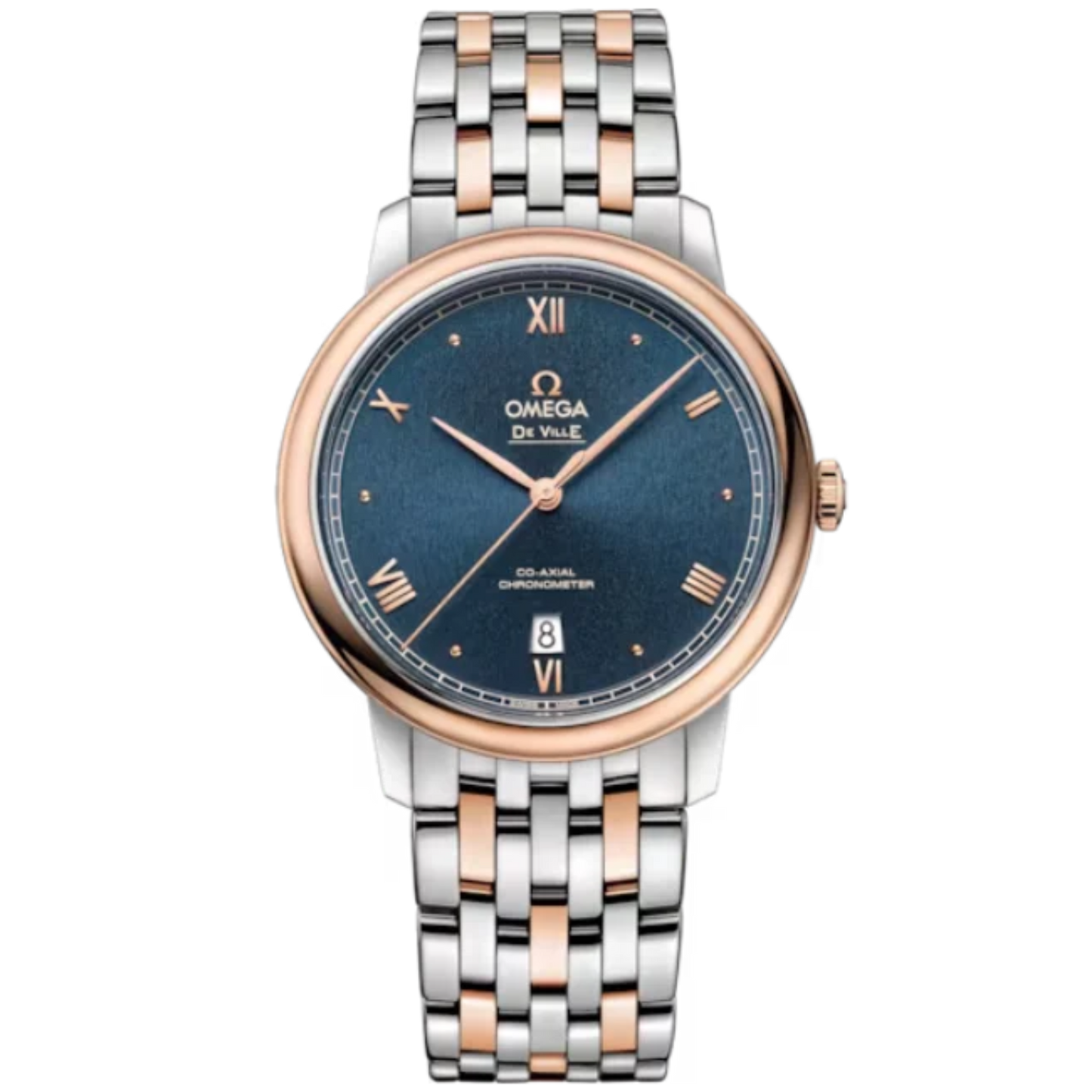 DE VILLE PRESTIGE 39 MM STAINLESS STEEL - RED GOLD WITH BLUE DIAL