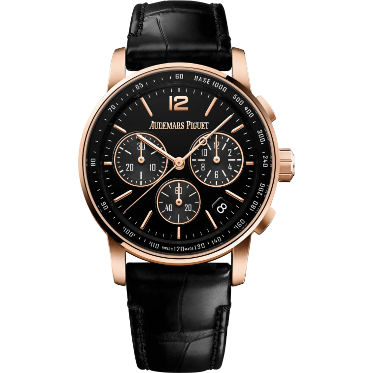 Code 11.59 by Audemars Piguet 41mm Black Alligator Strap Lacquered Black Dial 18-Carat Pink Gold Case