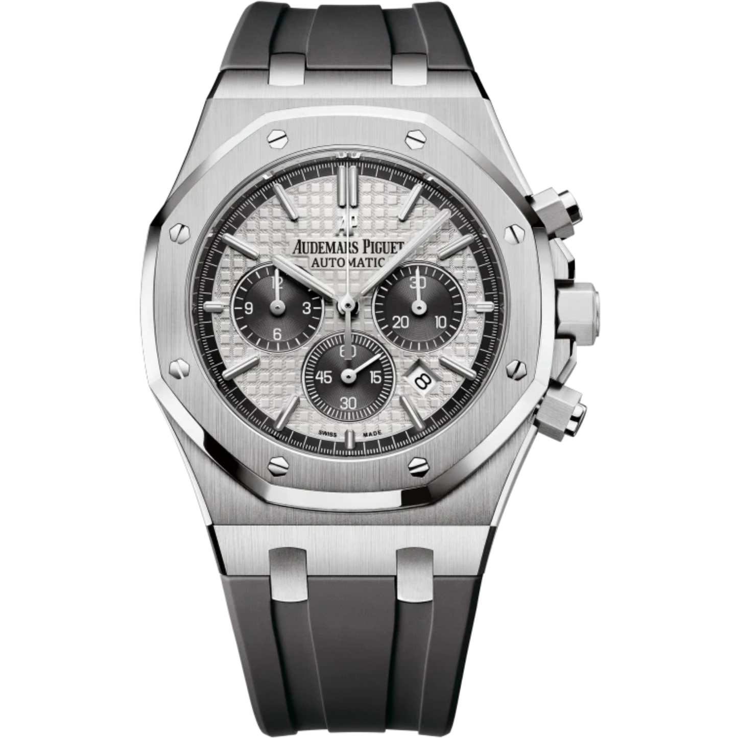 Royal Oak Chronograph Qe Ii Cup 2015 41MM Grey Rubber Strap Silver-Toned Dial With Grande Tapisserie Pattern Titanium Case