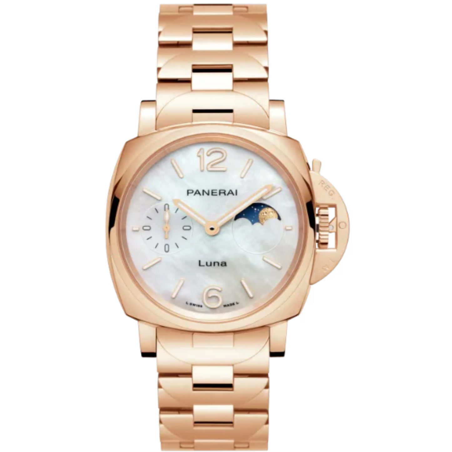 LUMINOR DUE LUNA TUTTOORO PAM01504 38 MM GOLDTECH™ WITH MOTHER OF PEARL DIAL