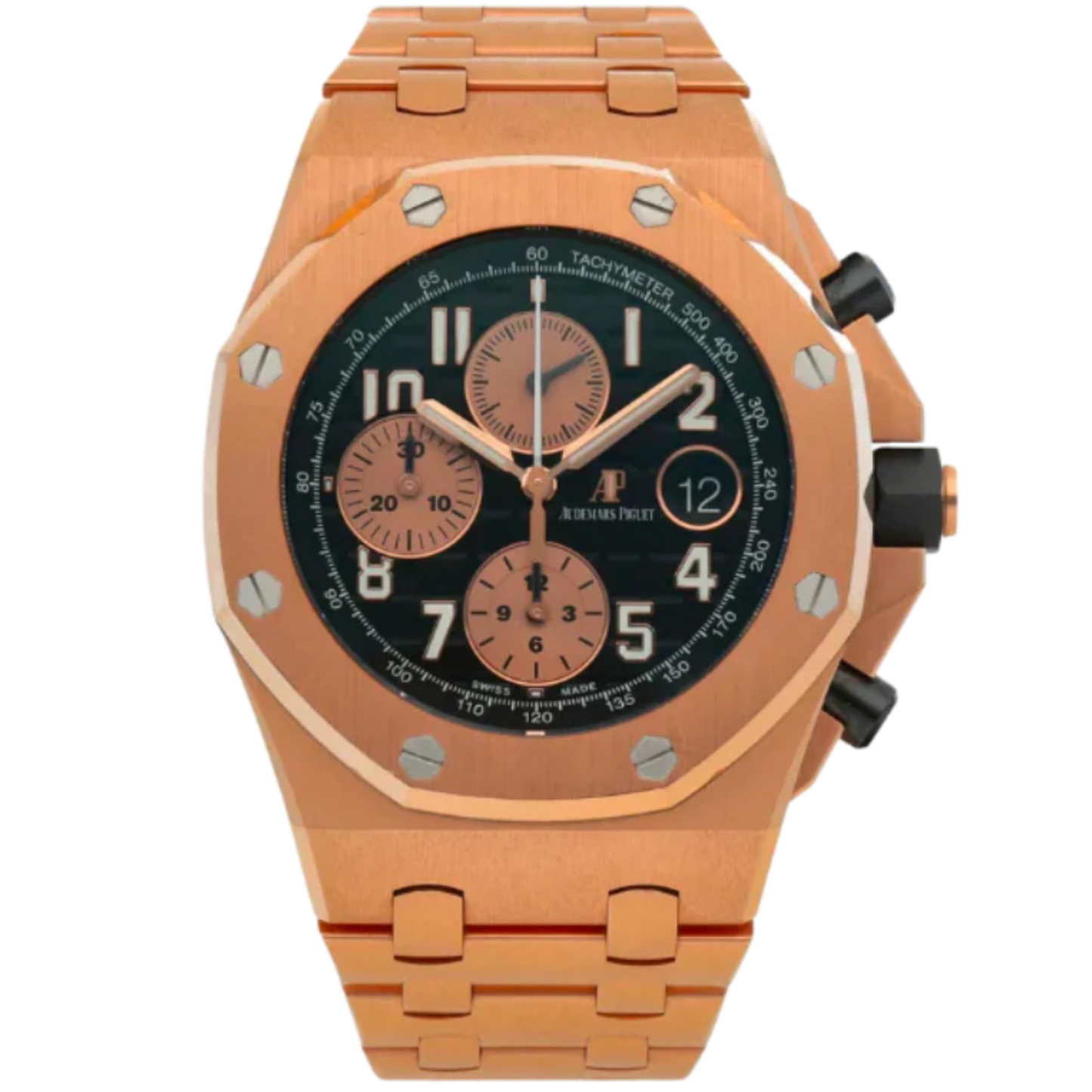 26470OR.OO.1000OR.03 42MM Rose Gold Royal Oak Offshore Black Dial FULL GOLD Bracelet