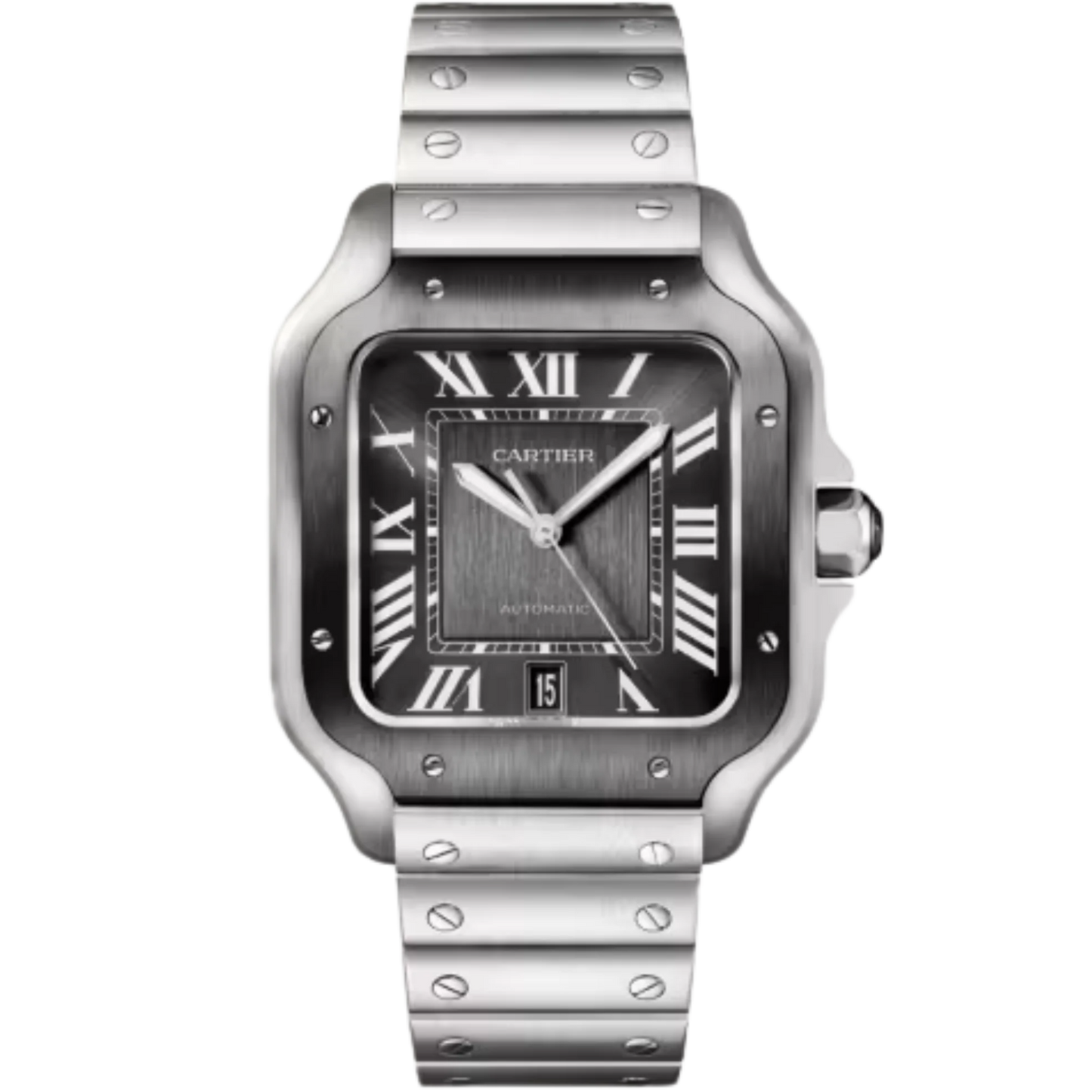 Cartier WSSA0037 Stainless Steel Santos De Cartier Large Model with ADLC Black Bezel/Grey Dial