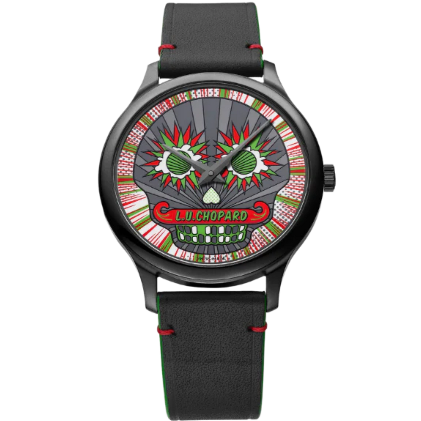 L.U.C SKULL ONE CALAVERA POP ART LIMITED EDITION 40 MM DLC-TREATED BEAD BLASTED LUCENT STEEL™ WITH SKULL MOTIF DIAL
