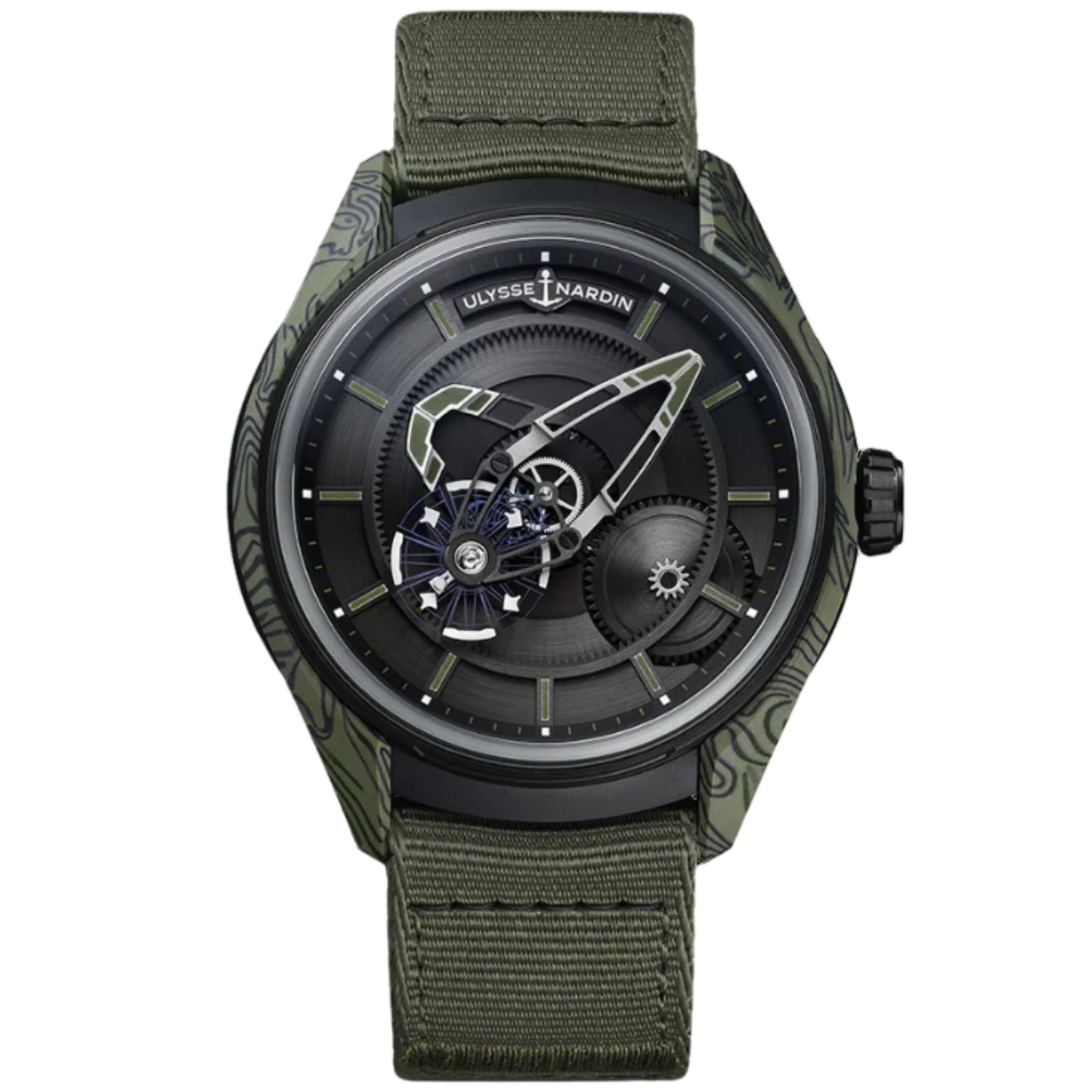 FREAK X OPS 43 MM KHAKI GREEN CARBON WITH BLACK DIAL