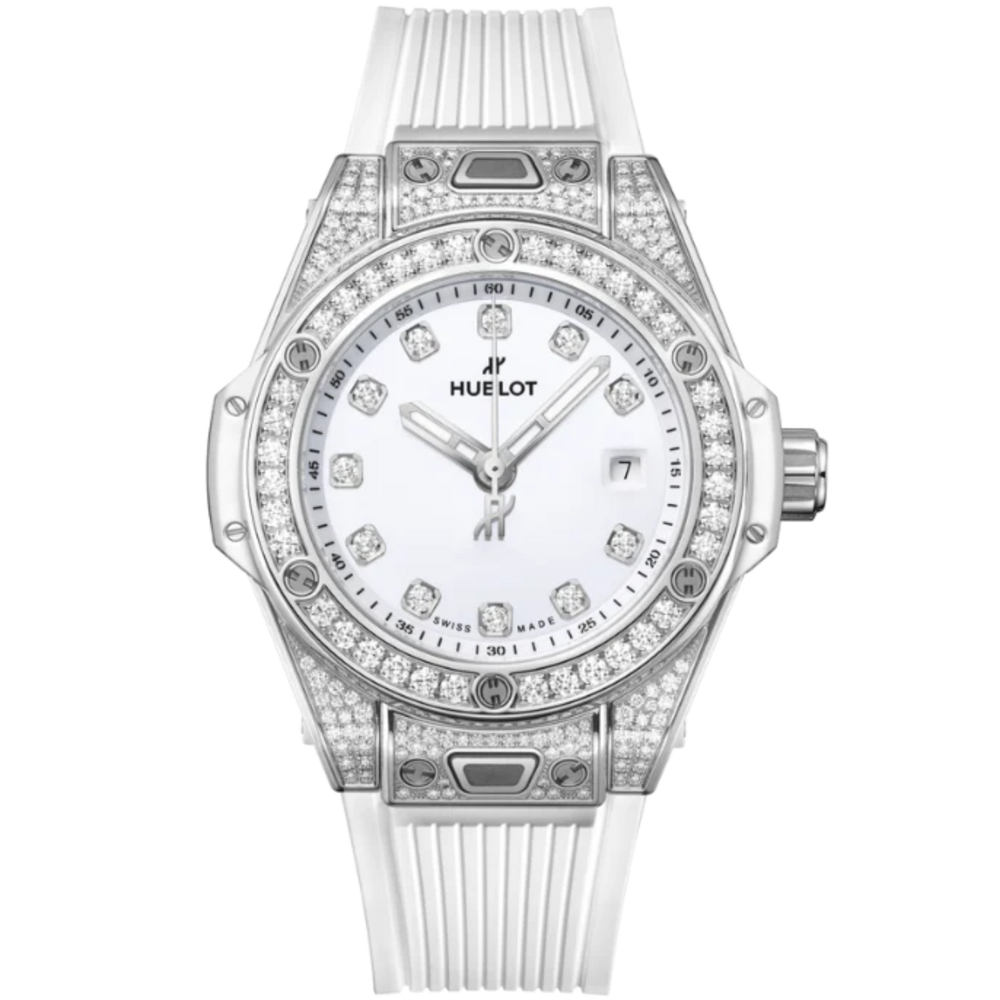 Big Bang 33mm ONE CLICK STEEL WHITE PAVÉ DIAMOND MARKERS