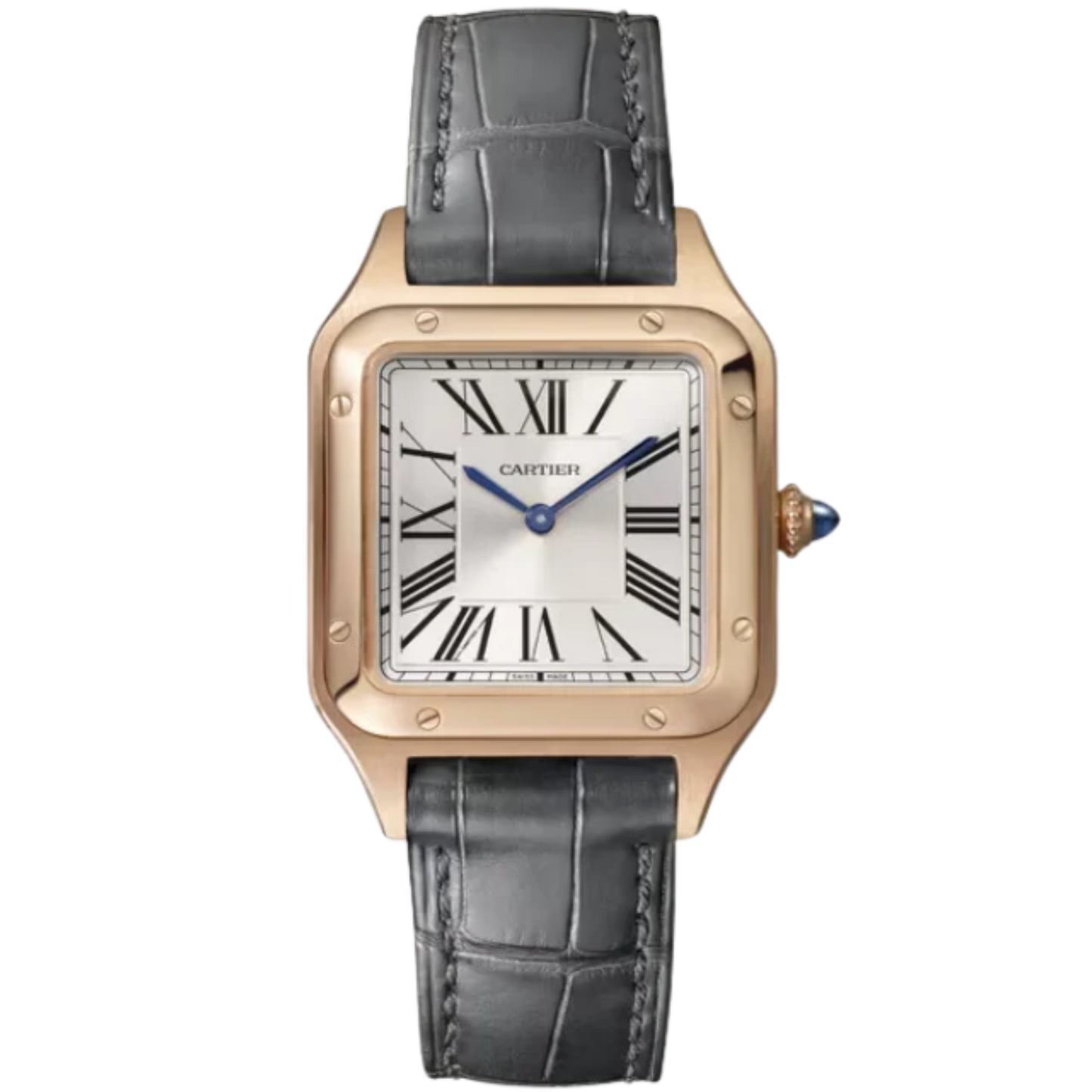 SANTOS 38 MM DUMONT SILVER 18K ROSE GOLD