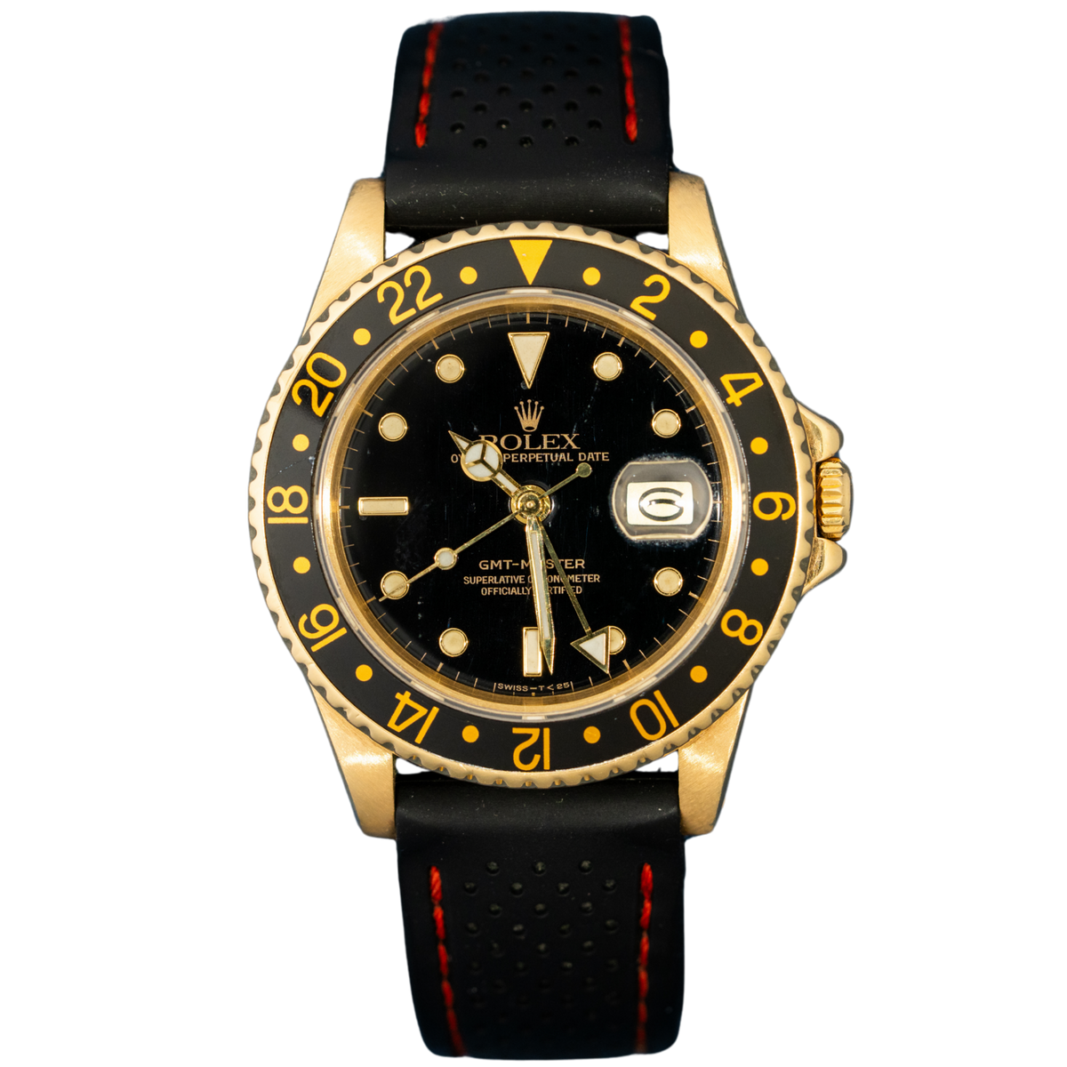 Rolex GMT Master Ref. 16758 Yellow Gold on Strap