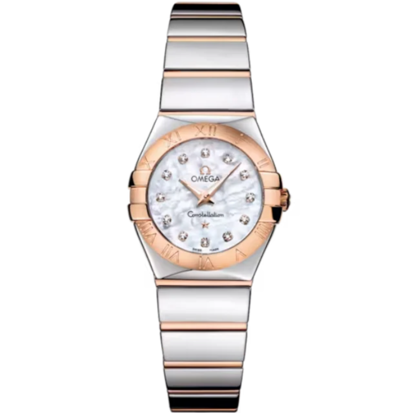 CONSTELLATION 24 MM STAINLESS STEEL - RED GOLD WITH MOTHER OF PEARL DIAL