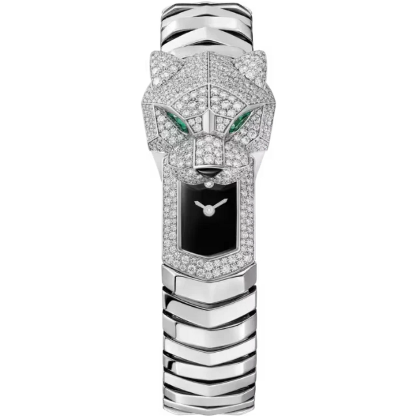 PANTHERE DE CARTIER 38 MM RHODIUM FINISH WHITE GOLD WITH BLACK LACQUER DIAL