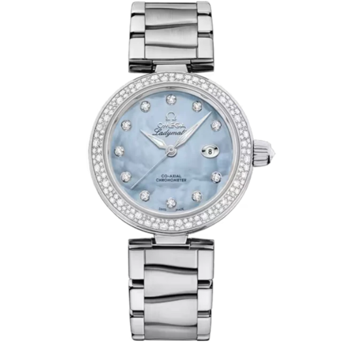 DE VILLE LADYMATIC 34 MM STAINLESS STEEL WITH BLUE MOTHER OF PEARL DIAL