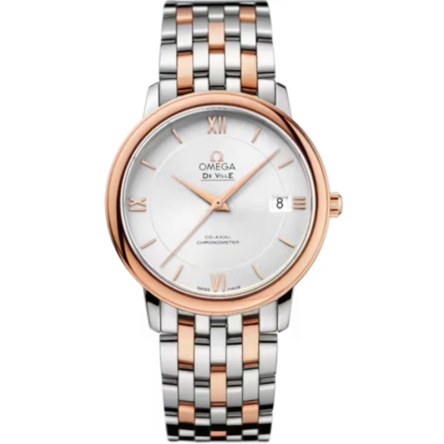 DE VILLE PRESTIGE 37 MM STAINLESS STEEL - RED GOLD WITH SILVER DIAL