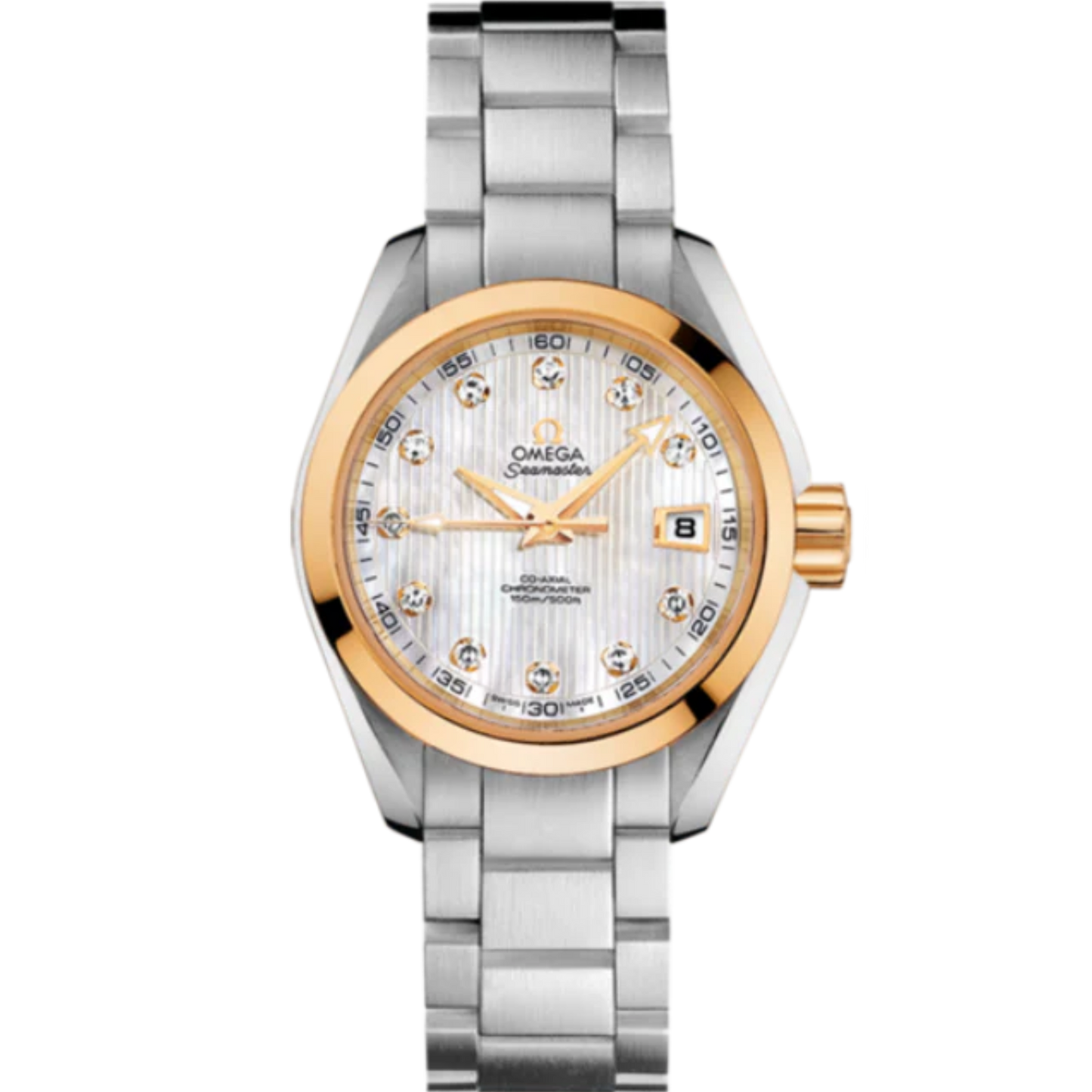 SEAMASTER AQUA TERRA 150M 30 MM STAINLESS STEEL - YELLOW GOLD WITH MOTHER OF PEARL DIAL