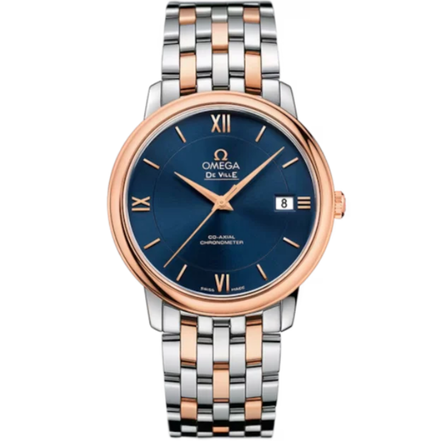 DE VILLE PRESTIGE 37 MM STAINLESS STEEL - RED GOLD WITH BLUE DIAL