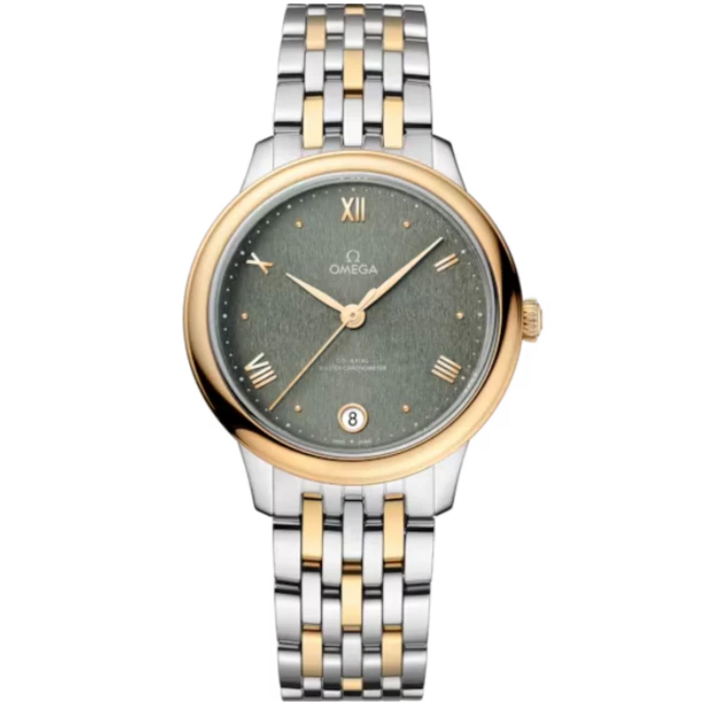 DE VILLE PRESTIGE 34 MM STAINLESS STEEL - YELLOW GOLD WITH GREEN DIAL