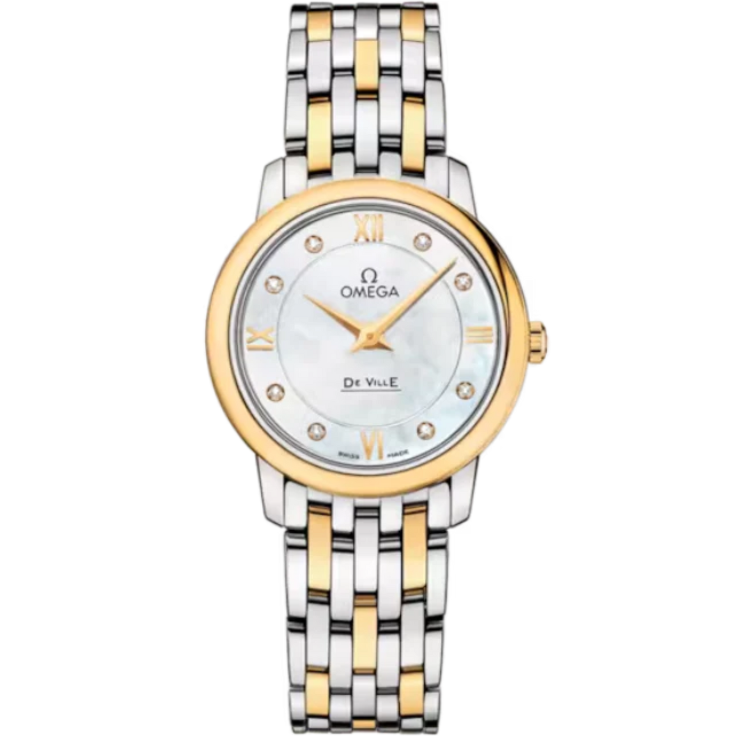 DE VILLE PRESTIGE 27 MM STAINLESS STEEL - YELLOW GOLD WITH MOTHER OF PEARL DIAL