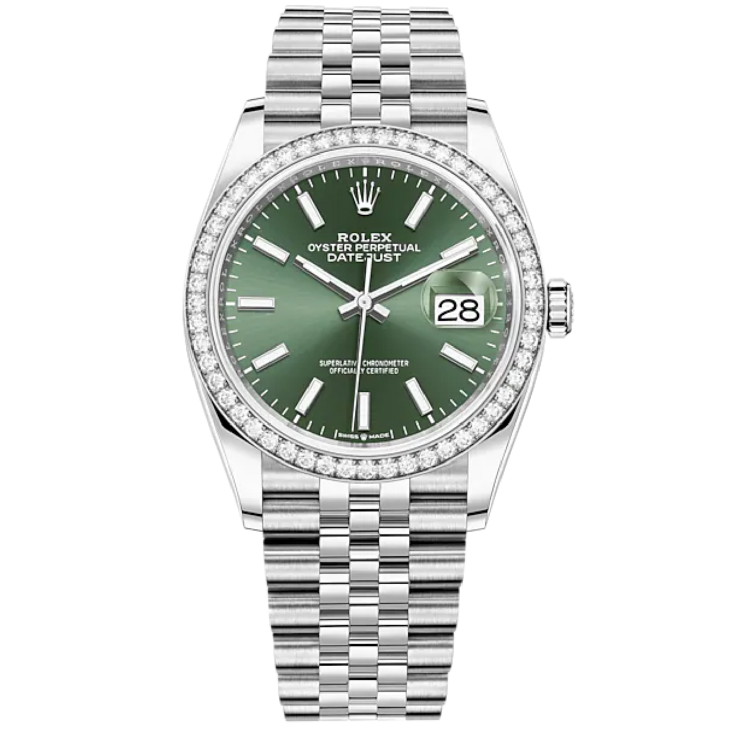 Datejust 36 36mm Oystersteel Jubilee Bracelet Mint Green Dial White Gold Diamond-set Bezel