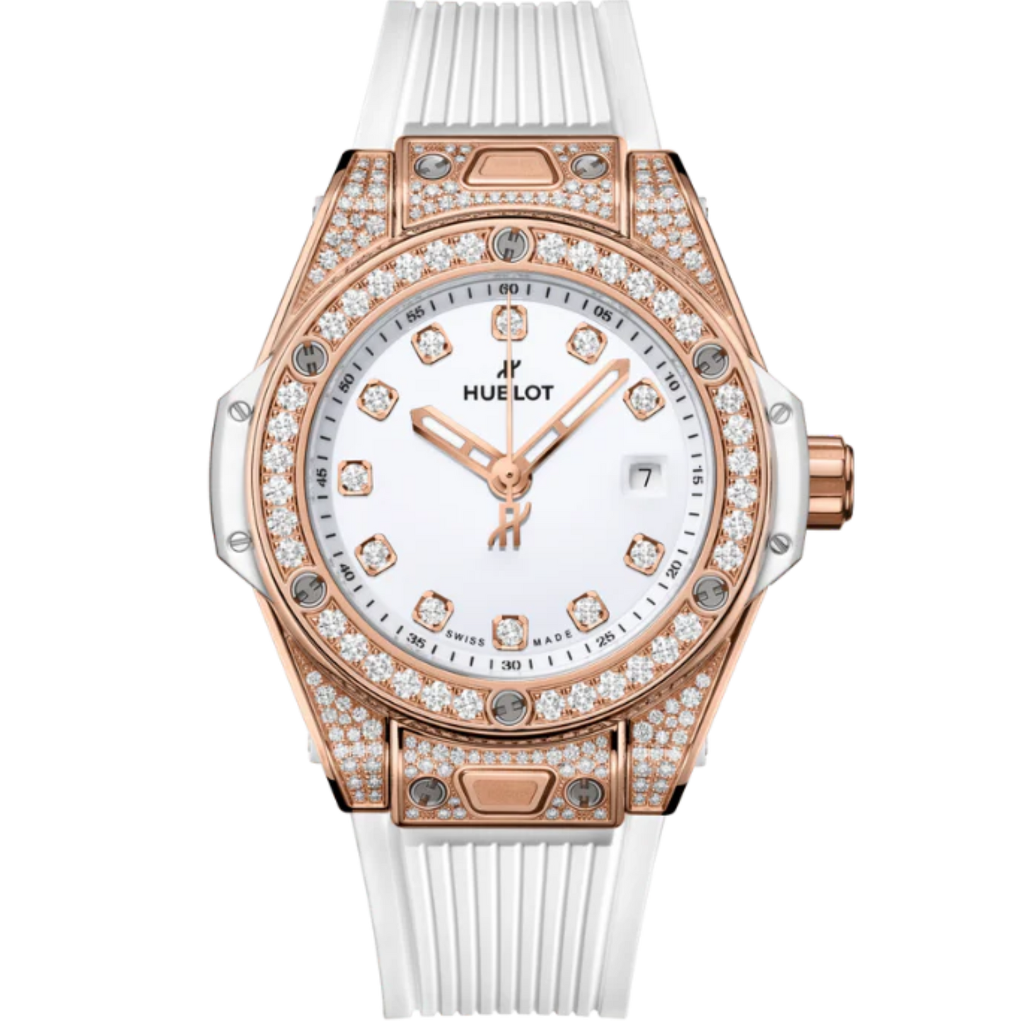 Big Bang 33mm ONE CLICK KING GOLD WHITE PAVÉ DIAMOND MARKERS