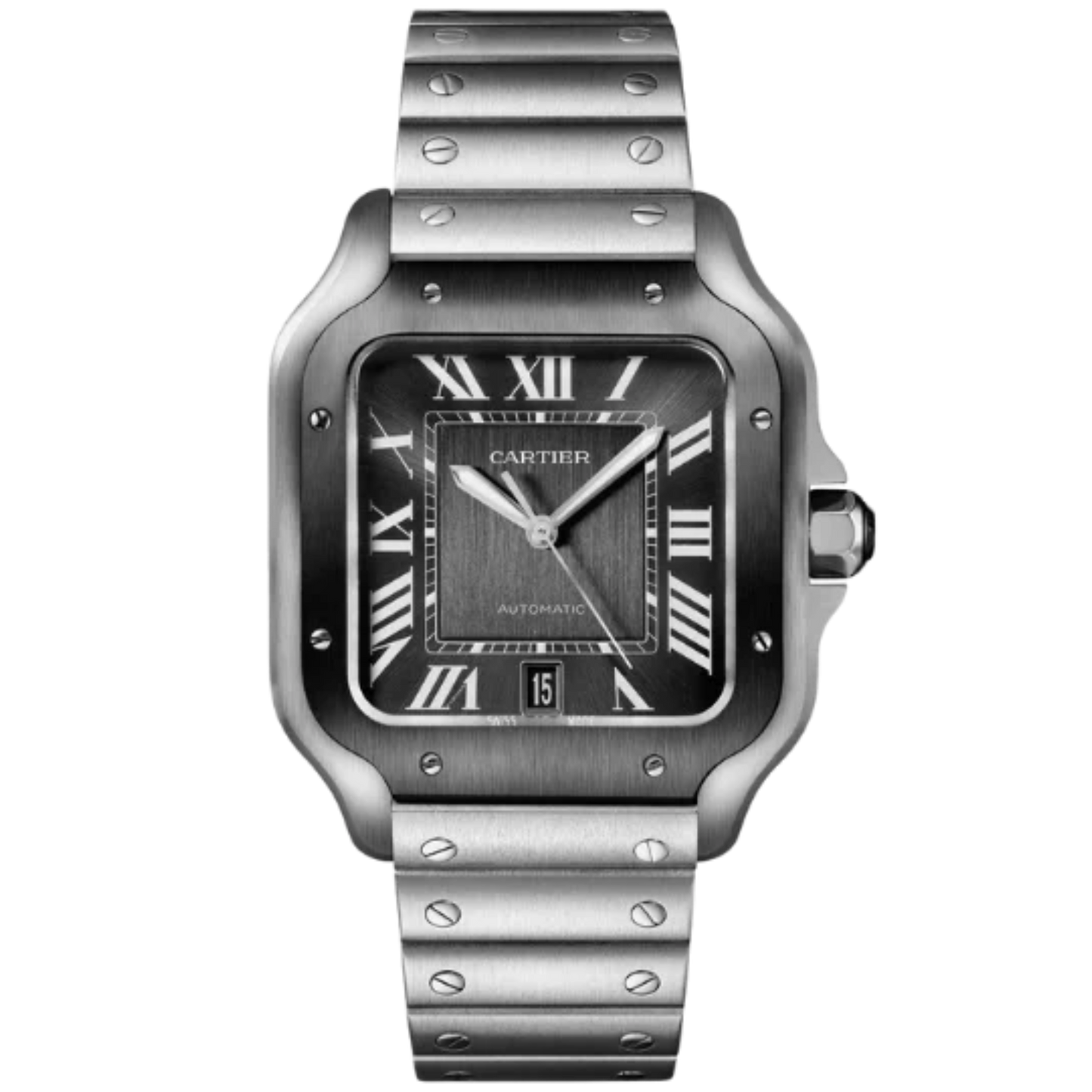 WSSA0037 Santos De Cartier Black ADLC with Grey Dial