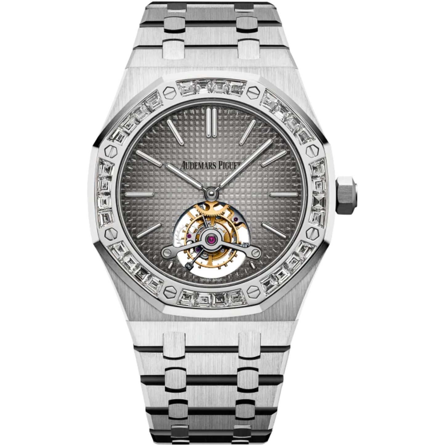 Royal Oak Tourbillon Extra-Thin 41MM 950 Platinum Bracelet Smoked Grey Dial With Petite Tapisserie Pattern 950 Platinum Case