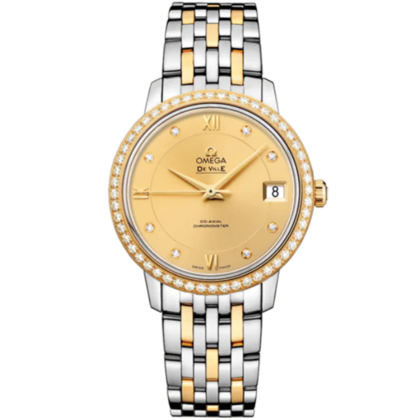 DE VILLE PRESTIGE 33 MM STAINLESS STEEL - YELLOW GOLD WITH YELLOW DIAL