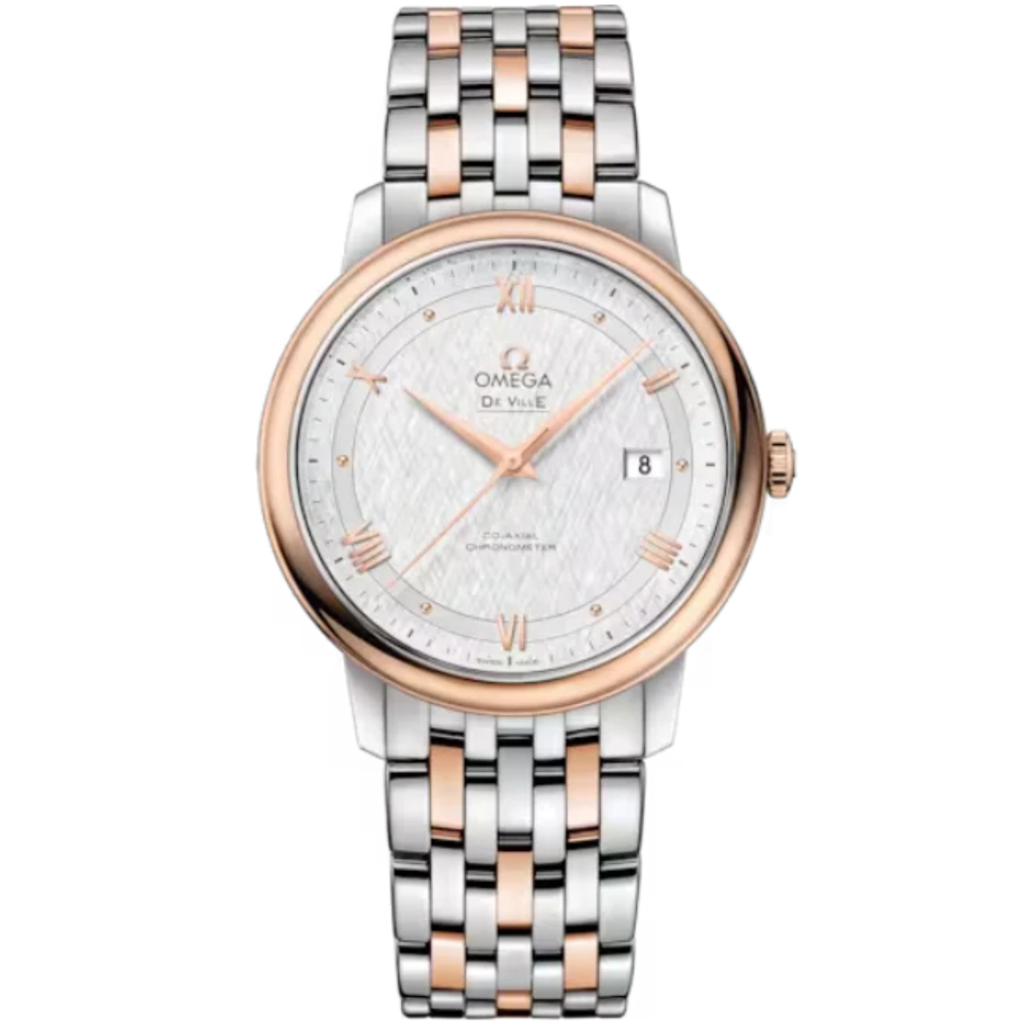 DE VILLE PRESTIGE 39 MM STAINLESS STEEL - RED GOLD WITH SILVER DIAL