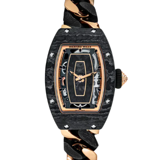 RM 07-01 Ladies Carbon TPT Automatic Rose Gold Bracelet Carbon Case
