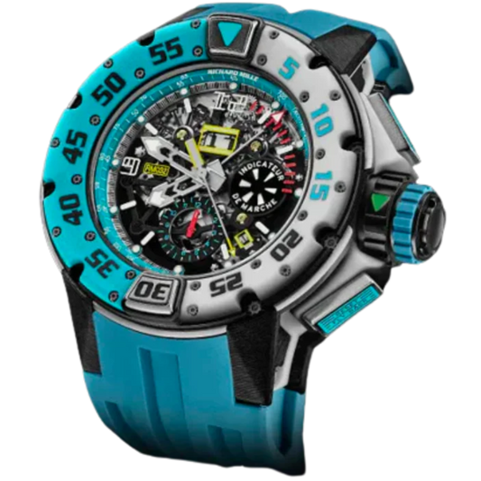 RM 032 Automatic Winding Flyback Chronograph Les Voiles de Saint Barth Blue Rubber Strap Blue and White Quartz TPT Case