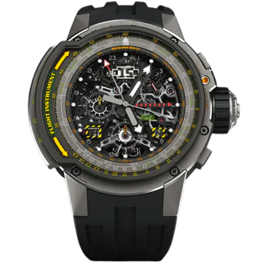 RM 039 Manual Winding Tourbillon Chronograph Aviation Black Rubber Strap Titanium Case