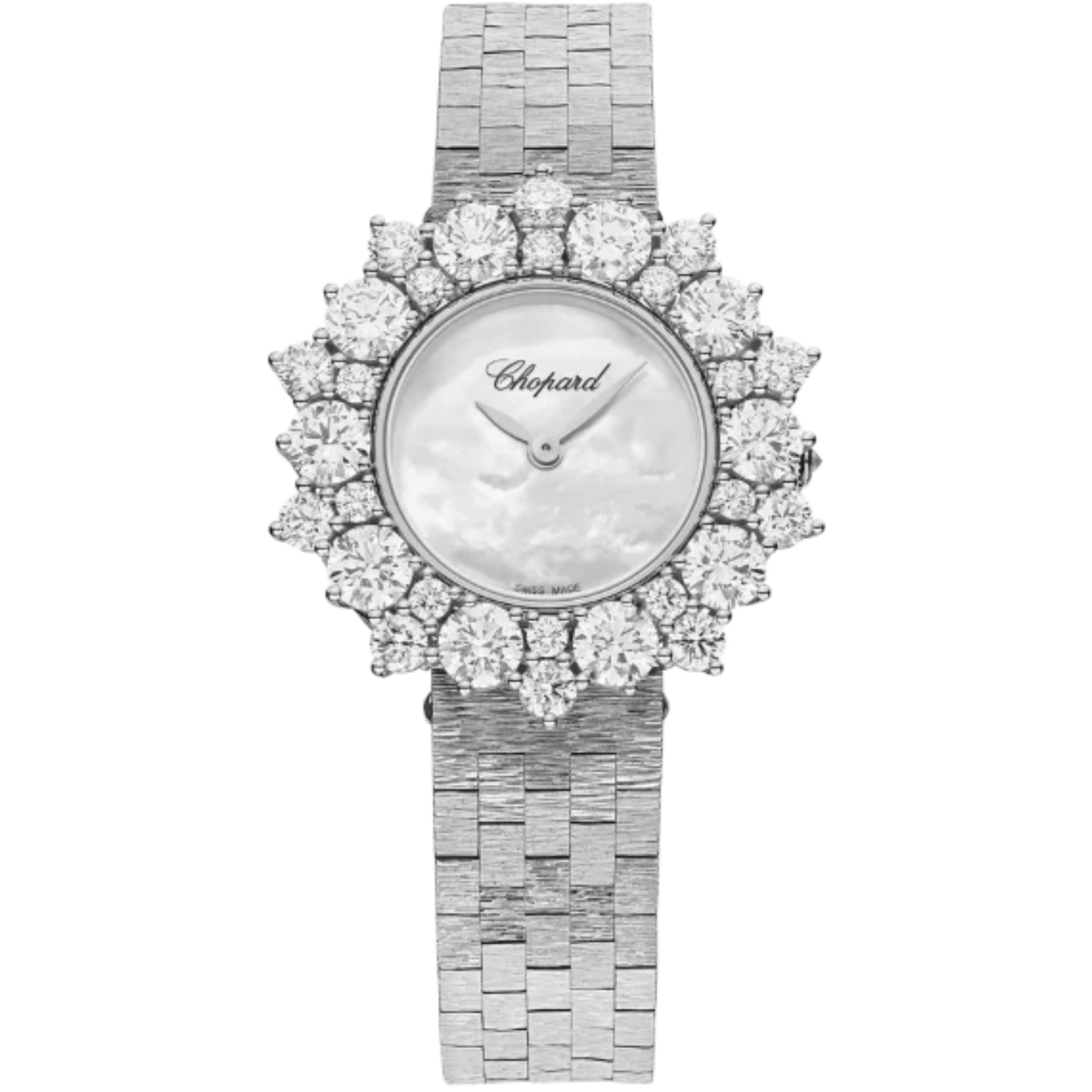L'HEURE DU DIAMANT 30 MM ETHICAL WHITE GOLD WITH MOTHER OF PEARL DIAL