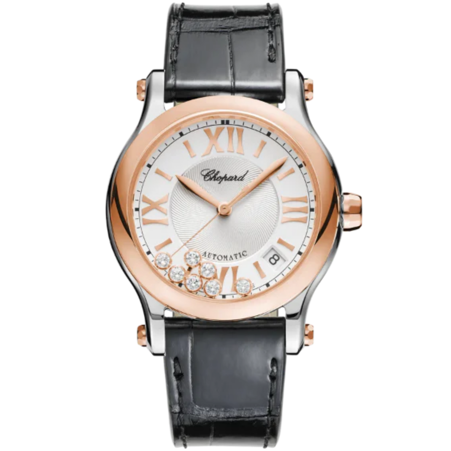 HAPPY SPORT 36 MM ETHICAL ROSE GOLD - LUCENT STEEL™ WITH SILVER DIAL
