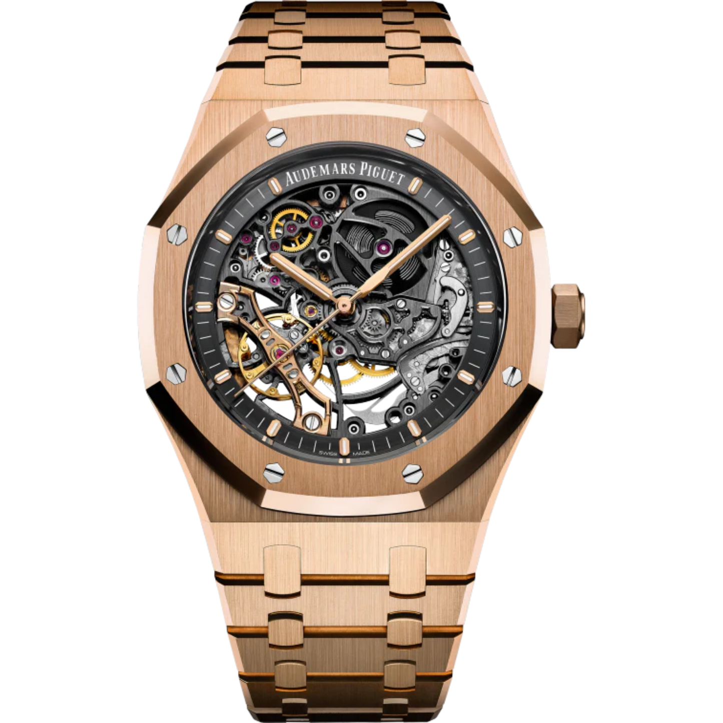 Royal Oak Double Balance Wheel Openworked 41MM 18-Carat Pink Gold Bracelet Slate Grey Openworked Dial 18-Carat Pink Gold Case