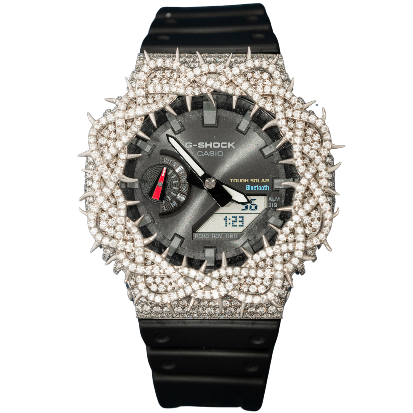 Casio Iced out G-SHOCK with Thorns All White Bezel 7.50 CTW Diamonds