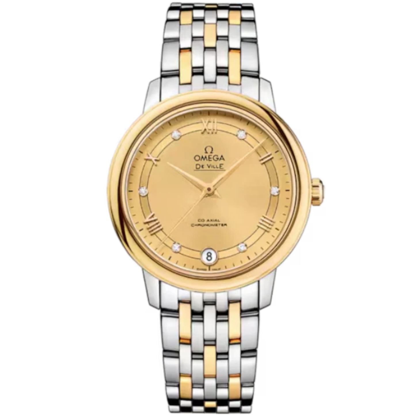 DE VILLE PRESTIGE 33 MM STAINLESS STEEL - YELLOW GOLD WITH YELLOW DIAL