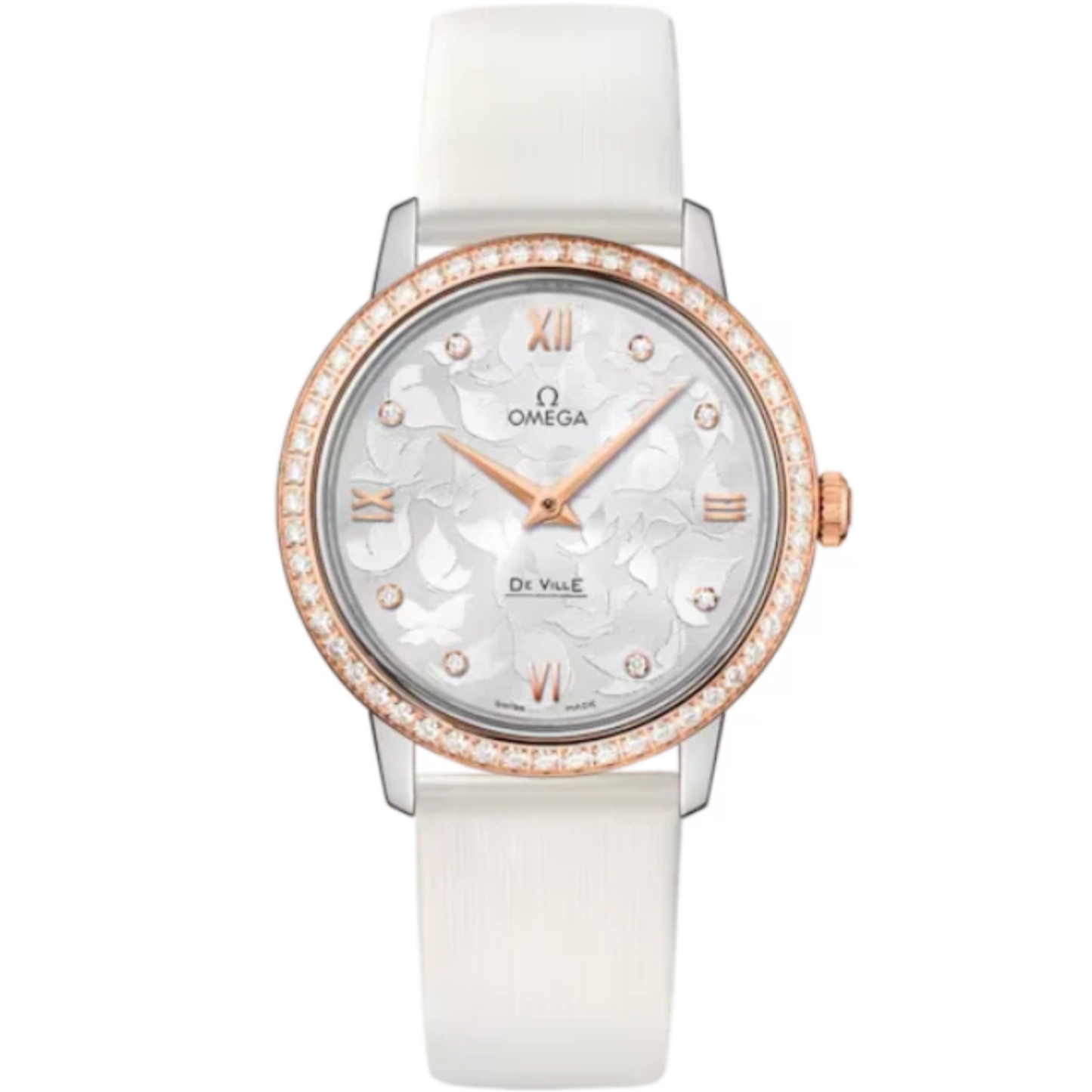 DE VILLE PRESTIGE BUTTERFLY 33 MM STAINLESS STEEL - RED GOLD WITH SILVER DIAL