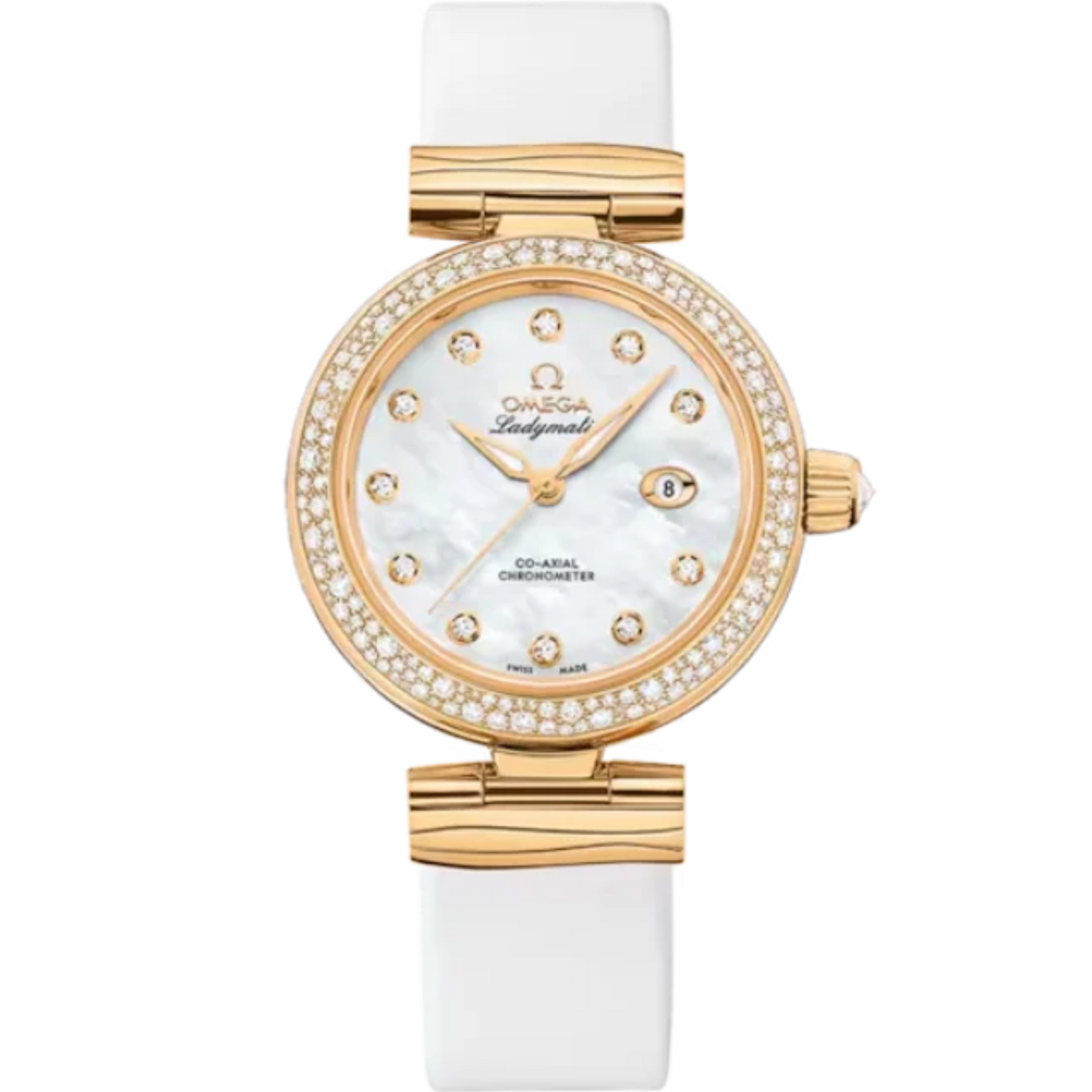 DE VILLE LADYMATIC 34 MM YELLOW GOLD WITH MOTHER OF PEARL DIAL