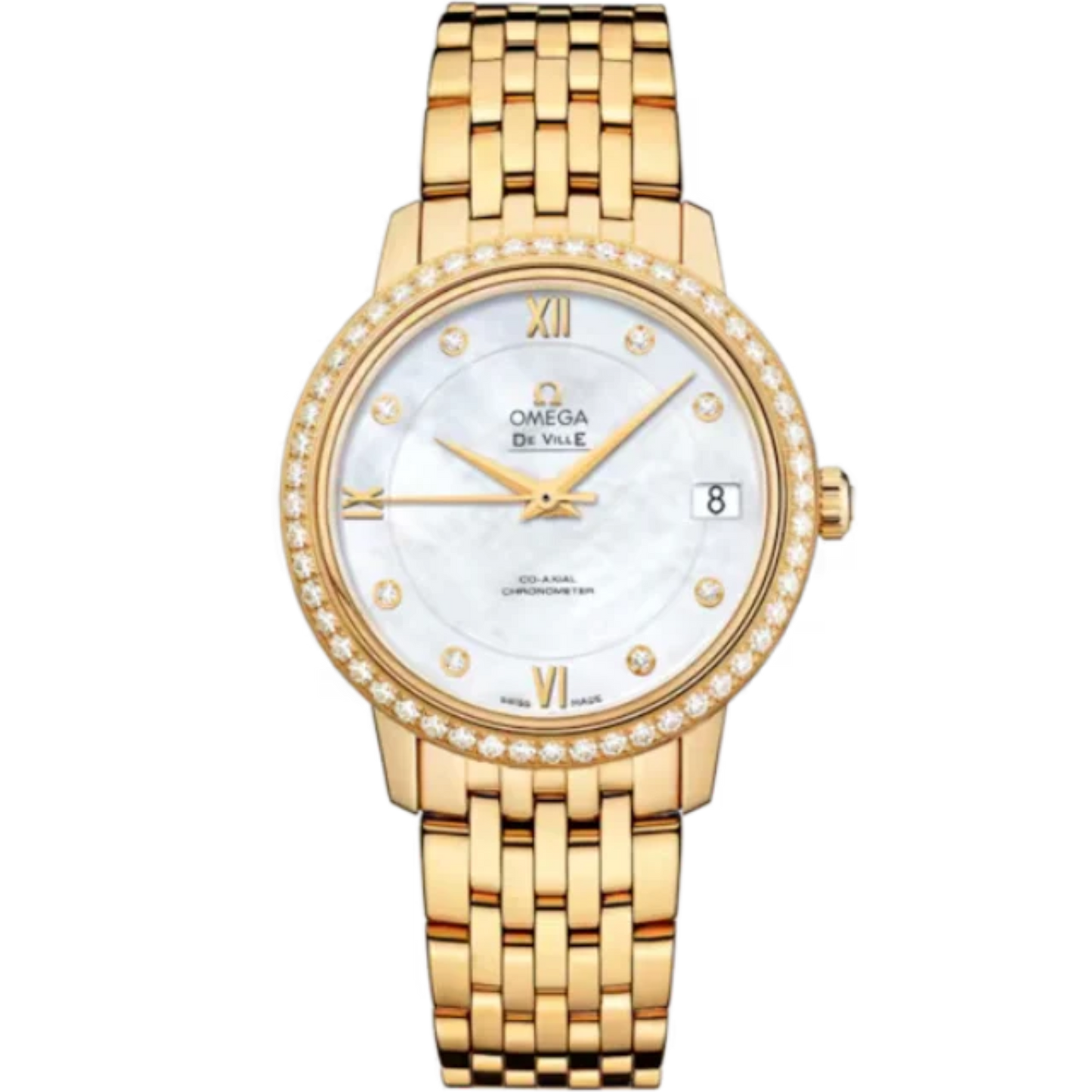 DE VILLE PRESTIGE 33 MM YELLOW GOLD WITH MOTHER OF PEARL DIAL