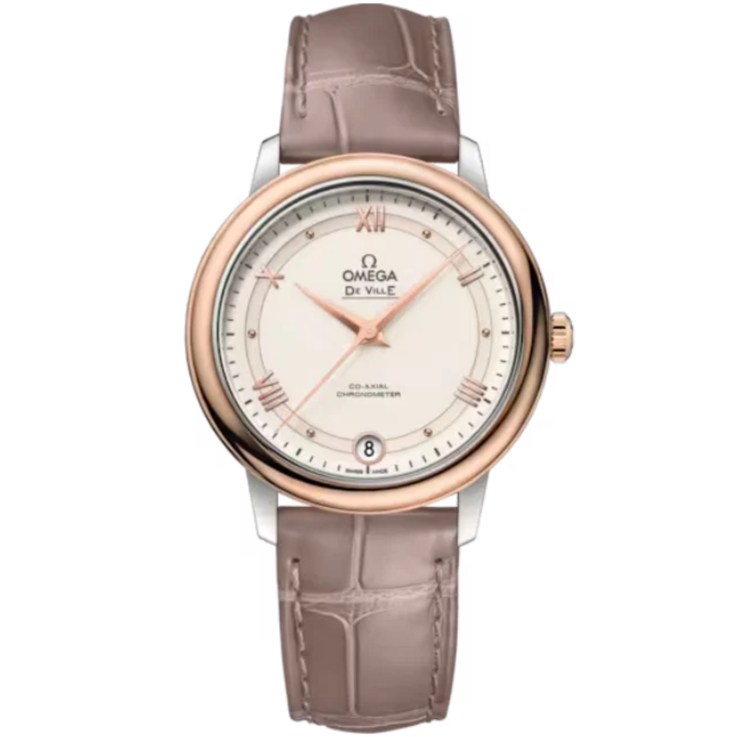 DE VILLE PRESTIGE 33 MM STAINLESS STEEL - RED GOLD WITH WHITE DIAL