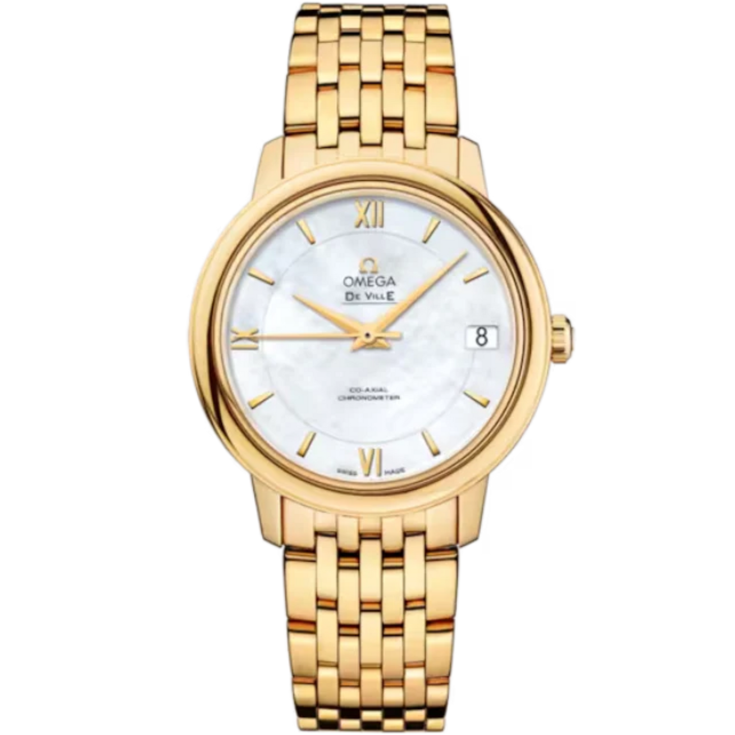 DE VILLE PRESTIGE 33 MM YELLOW GOLD WITH MOTHER OF PEARL DIAL