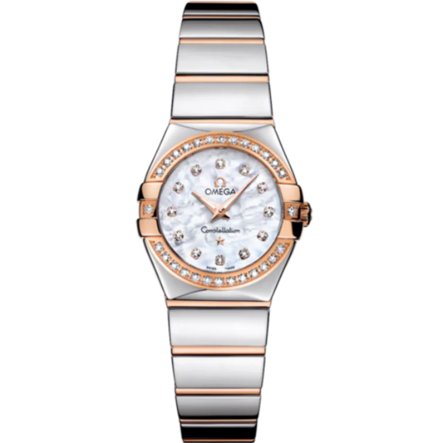 CONSTELLATION 24 MM STAINLESS STEEL - RED GOLD WITH MOTHER OF PEARL DIAL