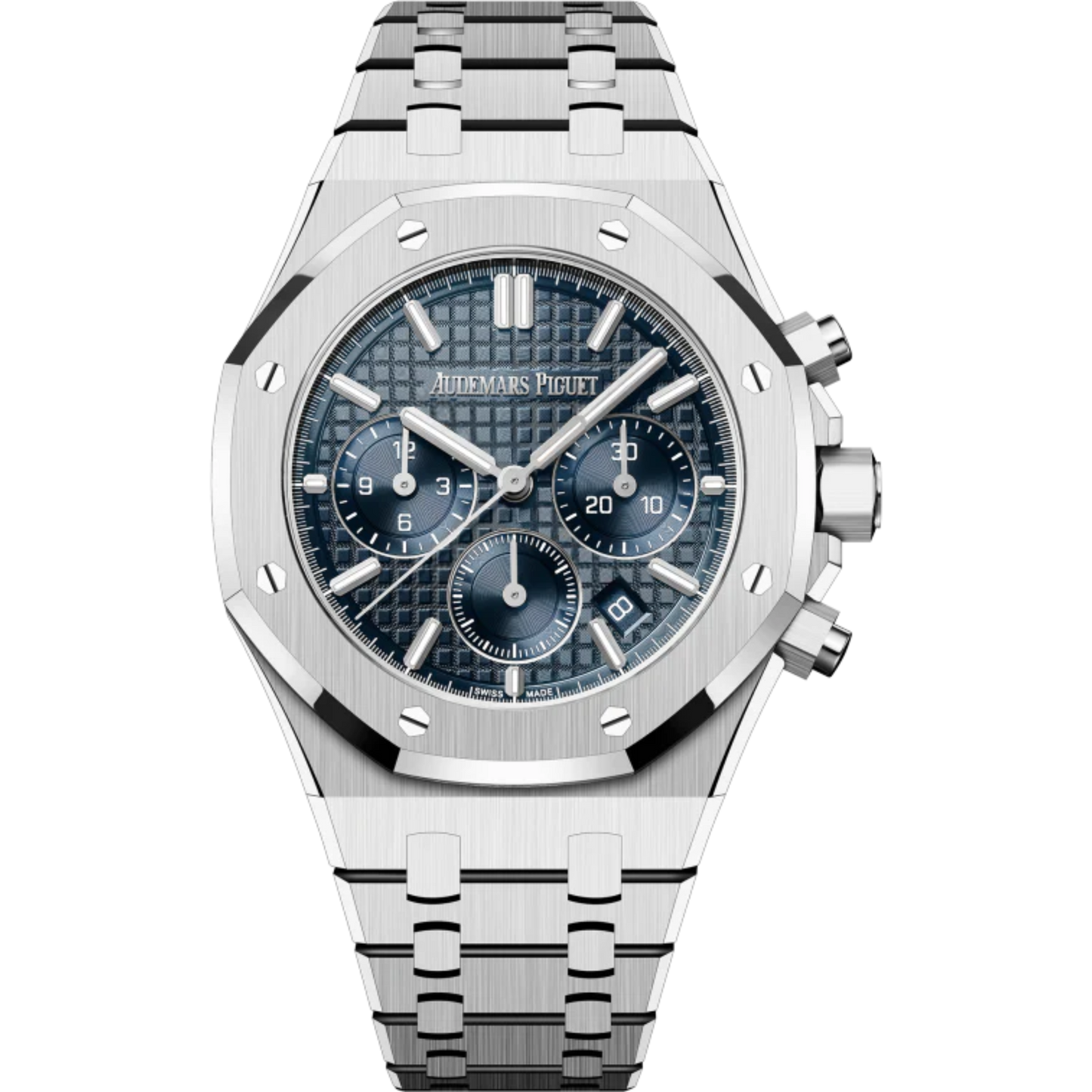 Royal Oak Selfwinding Chronograph 38MM Stainless Steel Bracelet Bleu Nuit Nuage 50 Dial With Grande Tapisserie Pattern Stainless Steel Case