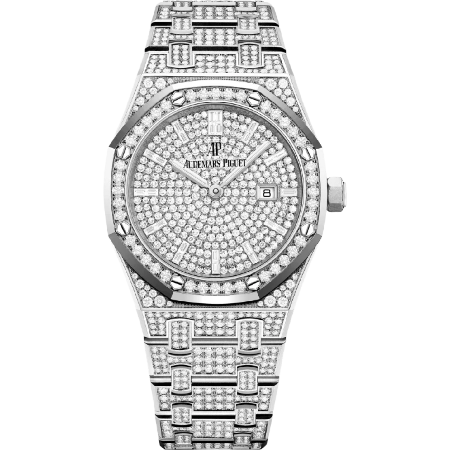 Royal Oak Quartz 33MM Diamond-Set 18-Carat White Gold Bracelet 18-Carat White Gold Dial Set With Brilliant-Cut Diamonds 18-Carat White Gold Case Set With Brilliant-Cut Diamond