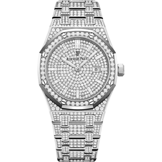 Royal Oak Quartz 33MM Diamond-Set 18-Carat White Gold Bracelet 18-Carat White Gold Dial Set With Brilliant-Cut Diamonds 18-Carat White Gold Case Set With Brilliant-Cut Diamond