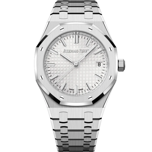 Royal Oak Selfwinding 50th Anniversary 34MM Stainless Steel Bracelet Silver-Toned Dial With Grande Tapisserie Pattern Stainless Steel Case