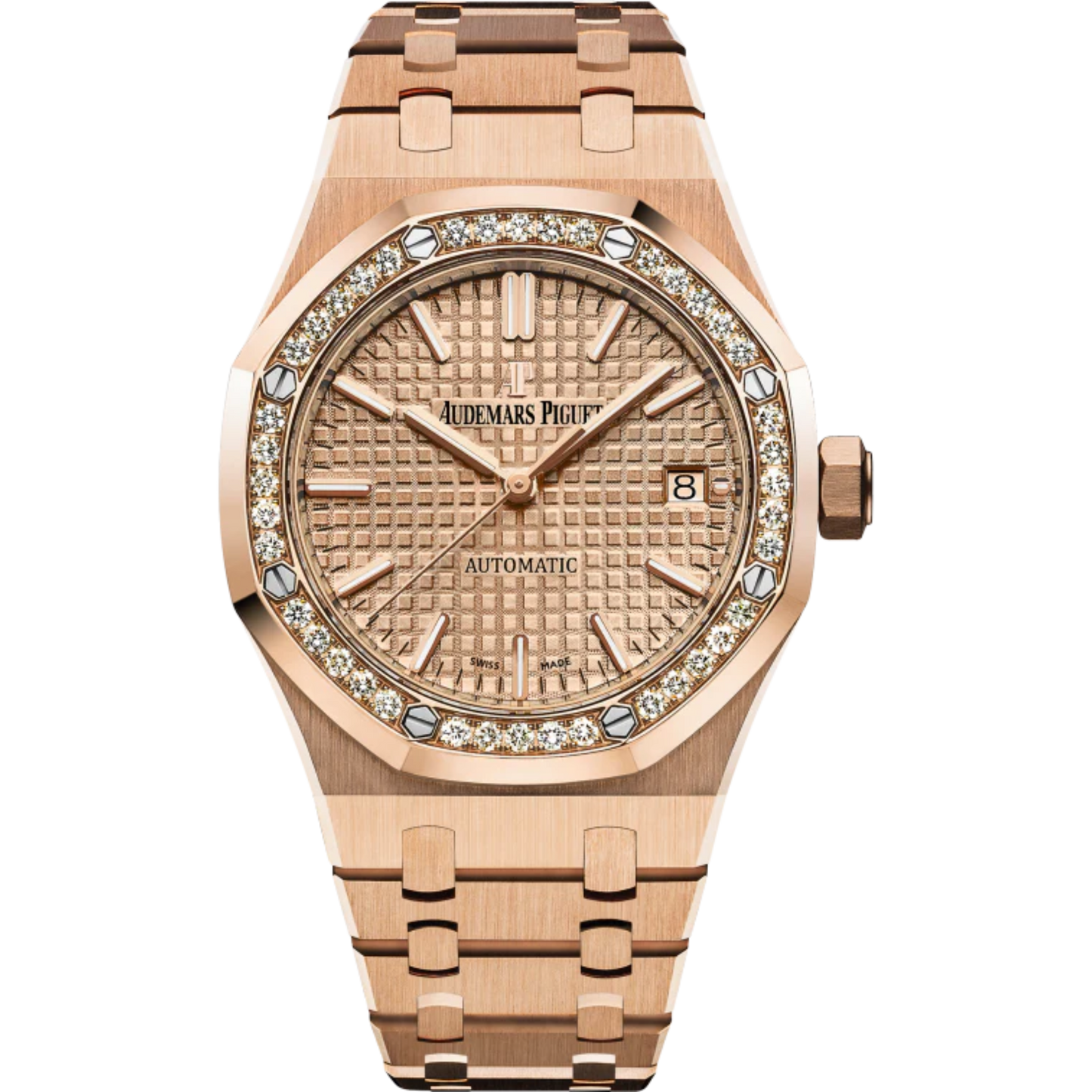 Royal Oak Selfwinding 37MM 18-Carat Pink Gold Bracelet Pink Gold-Toned Dial With Grande Tapisserie Pattern 18-Carat Pink Gold Case Diamond-Set Bezel