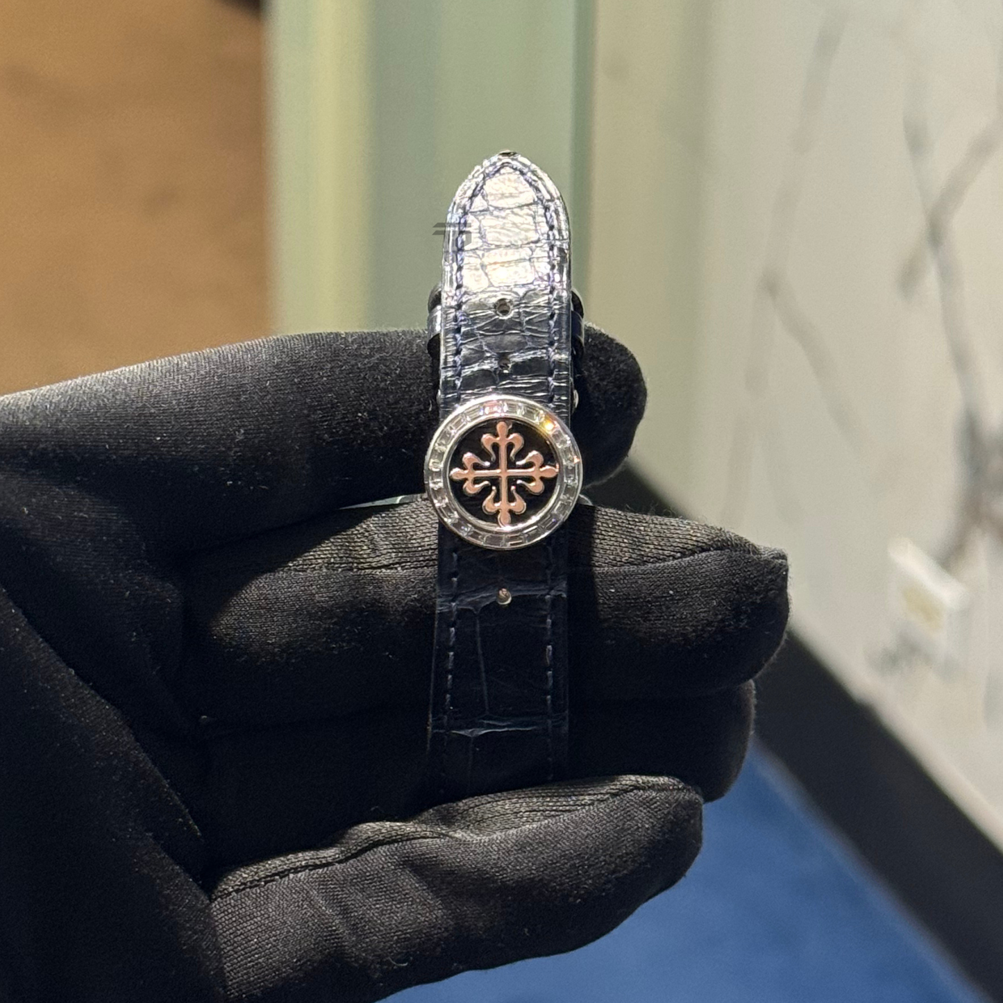Patek Philippe Complications Ref. 5961P 40.5mm Platinum Blue Dial Annual Calendar with Baguette Bezel/Indices
