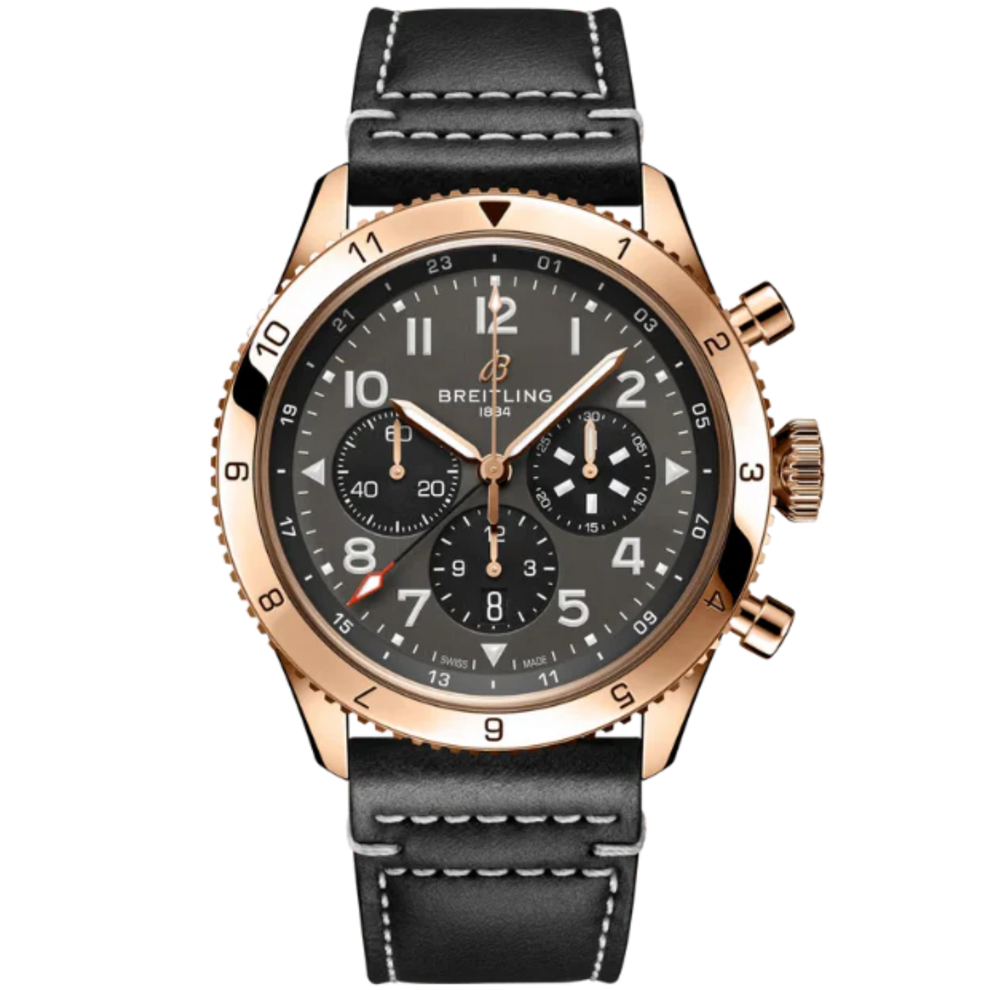 SUPER AVI B04 CHRONOGRAPH GMTP-51 MUSTANG 46 MM 18K ROSE GOLD WITH BLACK DIAL