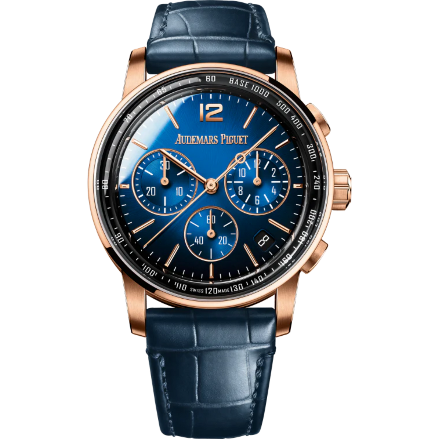 Code 11.59 by Audemars Piguet 41mm Blue Alligator Strap Smoked Lacquered Blue Dial With Sunray Pattern Base 18-Carat Pink Gold Case