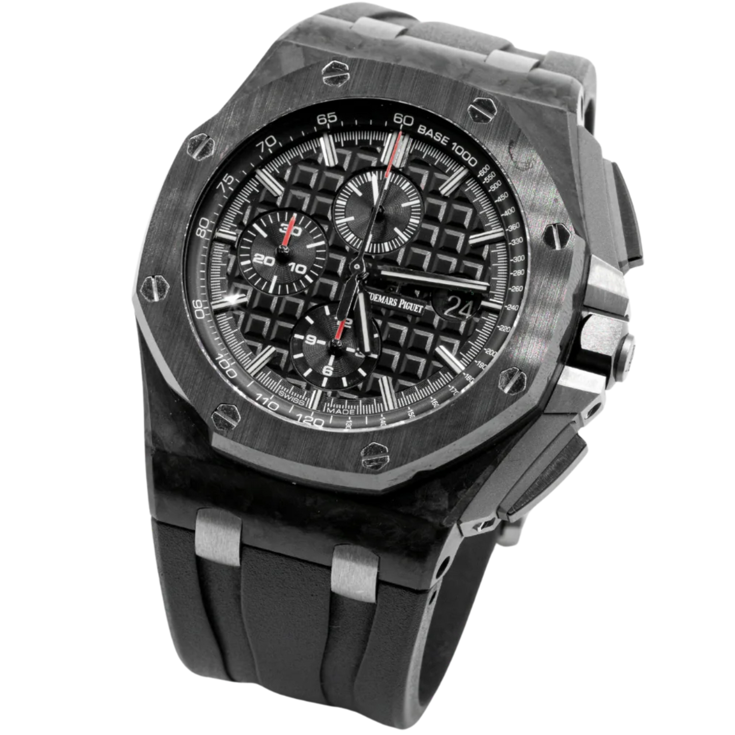 Royal Oak Offshore Chronograph 44MM Black Rubber Strap Black Dial With Méga Tapisserie Forged Carbon Case Pattern Black Ceramic Bezel
