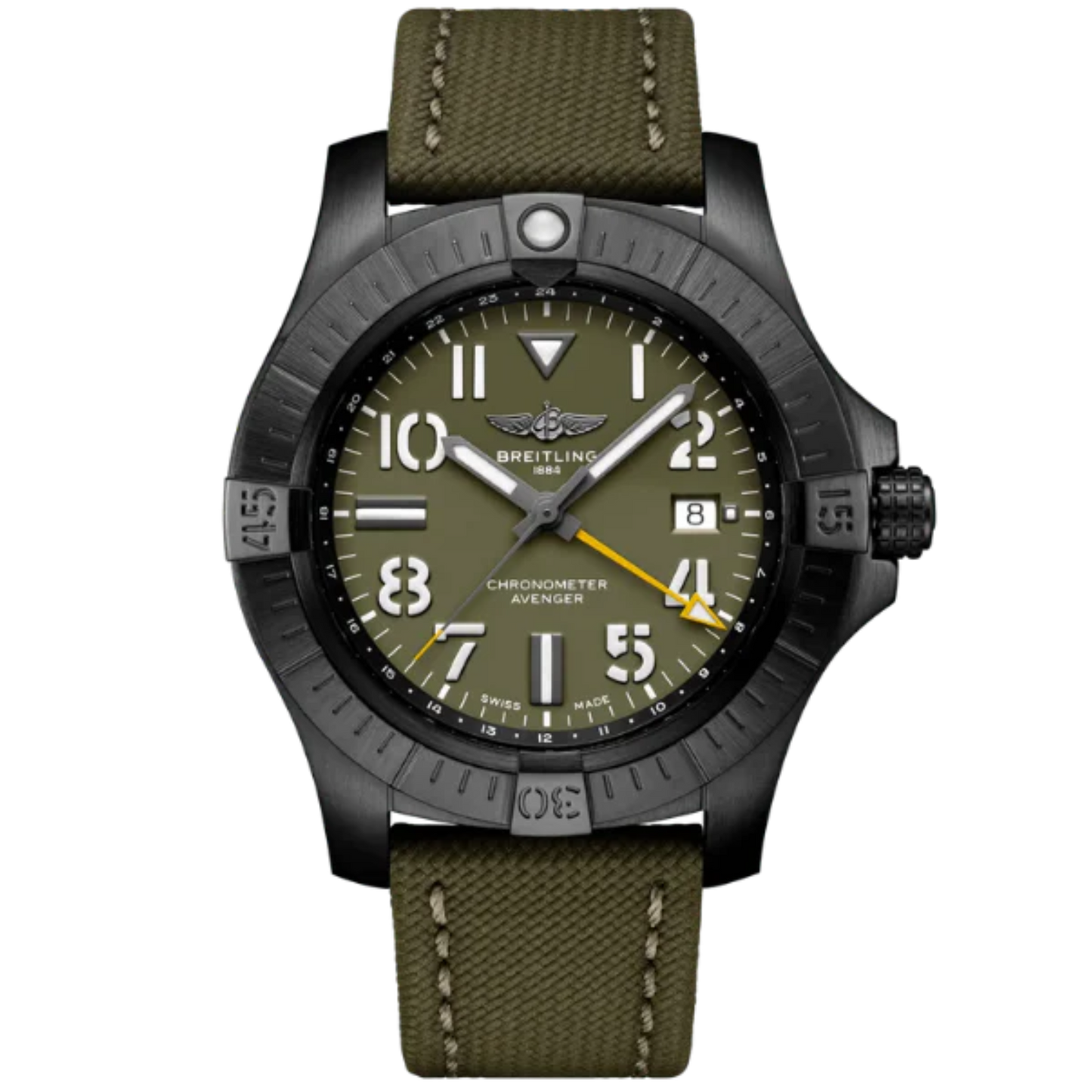 AVENGER AUTOMATIC GMT NIGHT MISSION 45 MM DLC-COATED TITANIUM AND GREEN DIAL